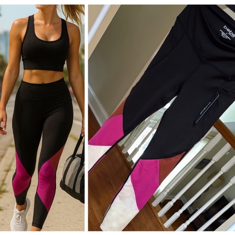 BEBE colorblock multicolor leggings